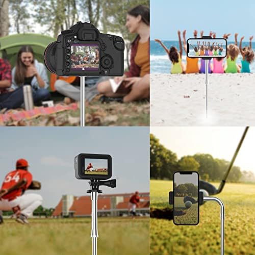 Земјиште Спајк Стики монтирање за телефонски фотоапарати GoPro, прилагодлив на столб за смартфон за прилагодување на висината на отворено, Трипод за патувања за пату