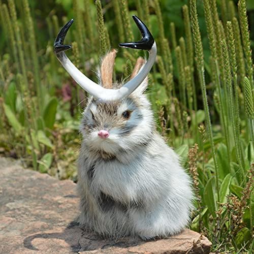 Stp us реалистична џекалопе крзнено диво животинско реплика фигура Велигден зајак w antlers домашен декор, кафеава
