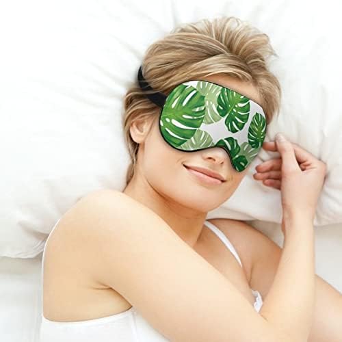 Тропски лисја Monstera Printed Sleep Eye Mask Make Blindfold Eye Cover со прилагодлива лента за ноќни очила за очила за мажи