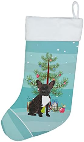 Богатства на Каролина WDK3049CS Француски булдог Бриндл #2 Божиќно Божиќно порибување, камин виси чорапи Божиќна сезона забава Декорации за семејни празници, украси за