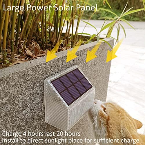 Сончеви соларни огради со 4-пакувања со 4-пакети, 360 ° надворешно соларно wallид фенер IP68 водоотпорни, LED соларни палуби светла за ограда