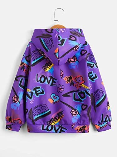 Модни дуксери и џемпери за девојки Девојки рефлексивни букви и цветно печатење капка рамо качулка