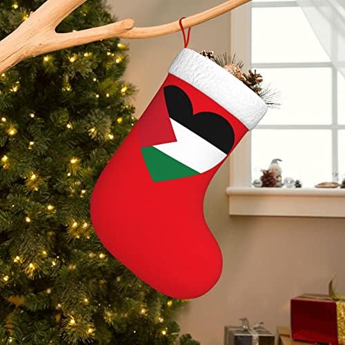 QG ZZX Божиќни чорапи со бела супер мека кафушка манжетна loveубов палестина знаме Божиќни чорапи Божиќни украси порибување