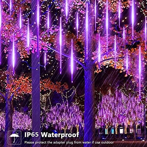 Метеорски дождови светла водоотпорна Божиќна венец 50см 8 цевки 384 LED диоди за декорација на дрва свадбената забава домашна забава, виолетова