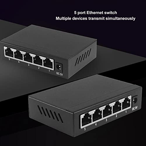 Алуминиумска легура Етернет прекинувач 5 Порта Мрежа центар Етернет Не управуван десктоп прекинувач Office Ethernet Splitter US Plug 100V до 240V