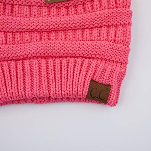 C.C ексклузиви меки кабел за истегнување плетено неуредна пунџа конска опашка зимска капа за жени