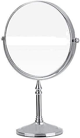 Lianxiao - 8 инчи стоечки огледала за шминка, двострано зголемување и редовно 360 ротирачки козметички козметички месинг