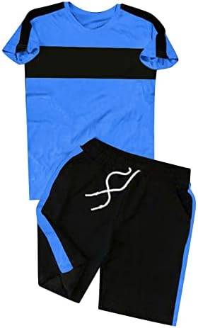 Летни кратки комплети за мажи големи и високи екипаж модни мускули кошула кратка модна летна спортска облека маици костуми