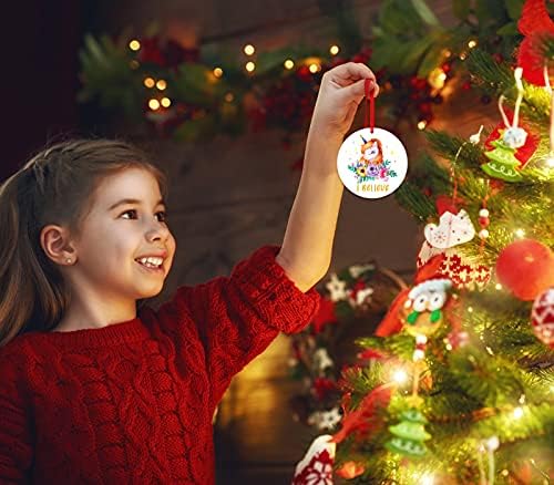 Whatsign Unocher Christmas Ornament 2021 Верувам украси за новогодишна елка, шарен виножито еднорог Божиќ украси за украси за девојчиња жени