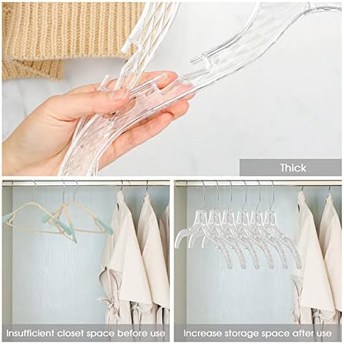 40 парчиња чиста пластична облека закачалки со акрилни кристали исечени закачалки за облека за плакари, пластични закачалки што не се лизгаат за