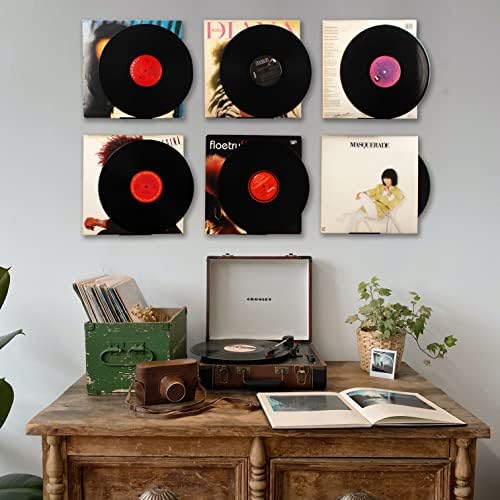 Wanlian Black Vinyl Record Shefl Wall Wall Mount 6 Pack, wallид на винил држач, акрилен албум за рекорди на албумот Прикажи го вашиот