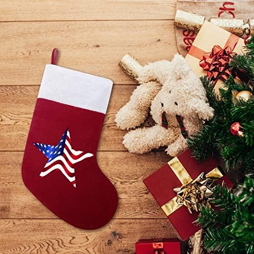 Американска знаме starвезда Божиќ виси чорапи за порибување за Божиќно дрво за одмор дома