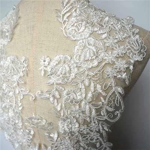 N/A 2 парчиња бели цвеќиња свадбени апликации везени чипка од ткаенина од ткаенина шива на закрпи за невеста вечер фустан DIY