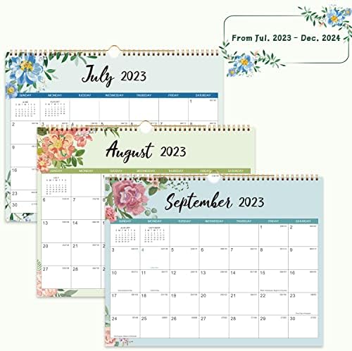 Календар 2023-2024-Календар на wallидови 2023-2024, јули 2023 до декември 2024 година, 14,8 x 11,4 инчи, 18 месеци Календар со изобилство