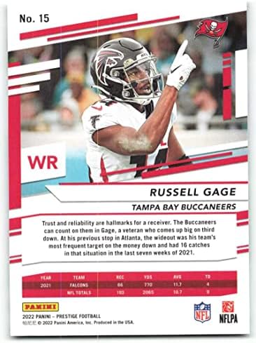2022 Panini Prestige 15 Russell Gage Tampa Bay Bay Buccaneers NFL Football Trading Card