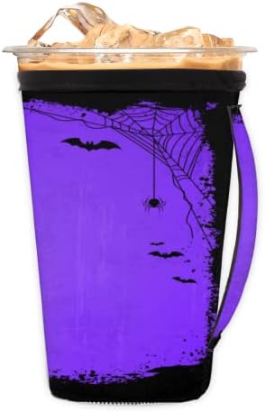 Ноќта на вештерките лилјак виолетова боја на ладен кафе со рачка со рачка Неопрена чаша ракав за сода, лате, чај, пијалоци, пиво