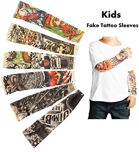 6 парчиња Привремени Ракави За Тетоважа За Деца, Лажно Лизгање На Ракавите За Сончање На Рацете