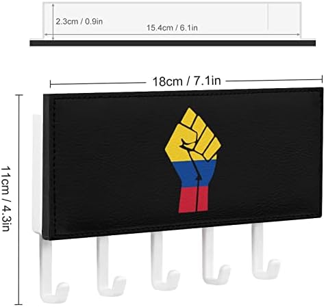 Колумбија знаме Отпорен на држачот на клучот за wallидни декор со 5 куки PU Wall Monted Keys Hanger Organizer
