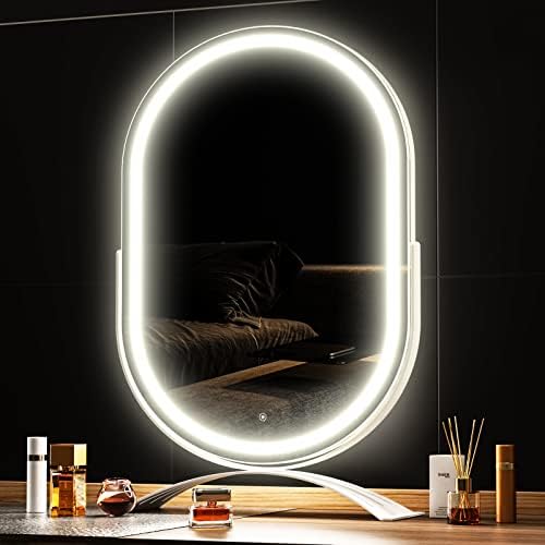 GVNKVN Vanity Mirror со светла, 12 x20 Осветлено огледало на шминка овално огледало, LED огледало за шминка со 3 режими на табела, огледало