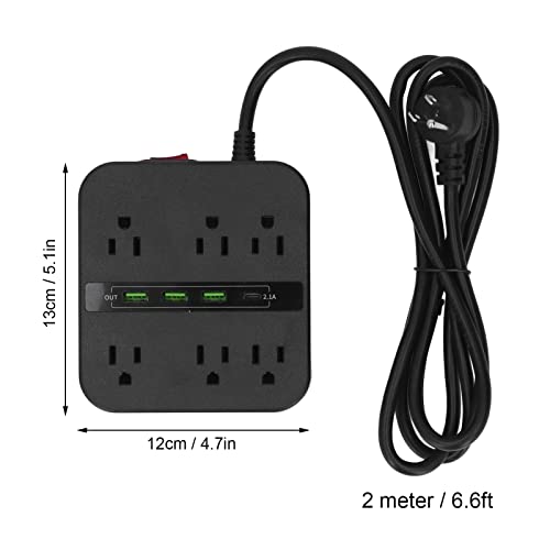 FtVogue Power Strip, шест приклучок за приклучок USB Multi Port SocketS US Plug 110125V за канцеларија за домашни домови