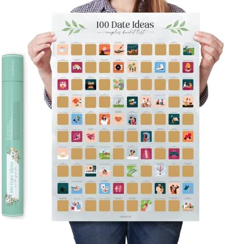 Wishmead 100 датуми гребење од постер - список со корпи - игри со парови датуми ноќни идеи - подароци за свадба за двојни игри