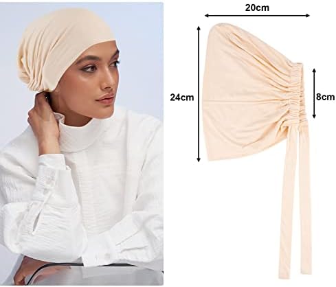4 компјутери жени хиџаб под -капки, исламски муслиман под капа за хиџаб внатрешно под шал капа за хиџаб со вратоврска за затворање