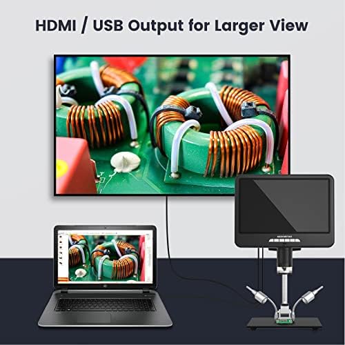 Andonstar AD207S Pro 10.1 HDMI Lcd Дигитален Микроскоп, UHD 2160p Видео Лемење Микроскоп, Монета Микроскоп со 10 Инчен Штанд,