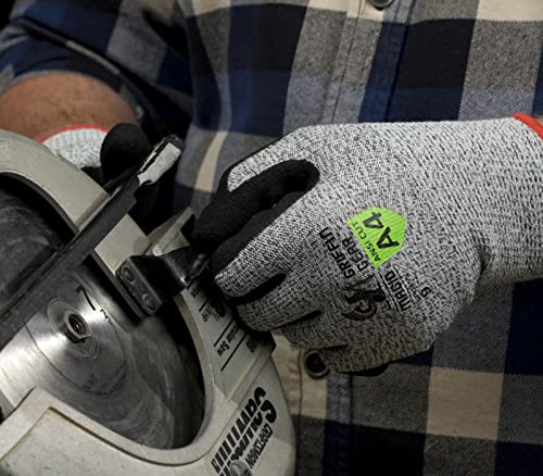 Магид Подобрено ниво на течно-зафат А4 отпорни на ракавици за работа, 12 PR, песочни нитрилни обложени, големина 10/XL, ракување со стакло,