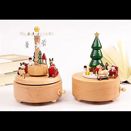 Дрвена музичка кутија Lhllhl Божиќна забава Божиќ дрво рингишпил Подарок Божиќ (боја: Д, големина