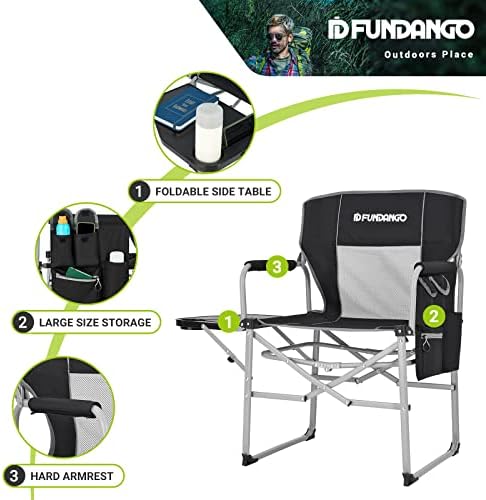 Fundango 2 Пакува преголем стол за тревник за кампување на отворено, пикник и риболов, 32,6 d x 36.2 W x 39.3 H, Black-2pack