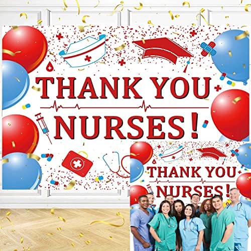 Ви благодариме Медицински Сестри Позадина Црвена Сина Балон Медицинска Сестра Ден Позадина Национална Медицинска Сестра Недела Прослава