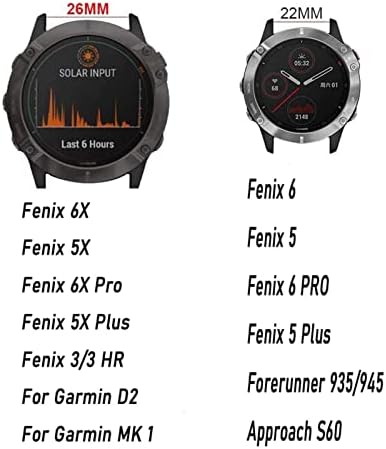 Rayess 22 26mm Силиконски часовник за часовници Easy Fight Fit Strap за Garmin Fenix ​​7 7x/3hr/fenix 5x/fenix 5x плус/s60/d2/mk1/fenix 5/fenix