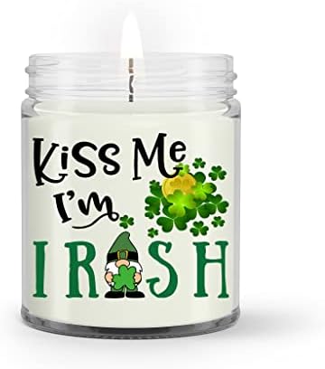 Бакни ме, јас сум ирски, тегла свеќа, подарок за пријател, домаќинство, декор на Денот на Свети Патрик