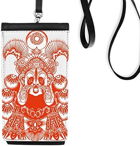 Пекинг оперска глава црвена, хартија, телефонски паричник чанта што виси мобилна торбичка црн џеб