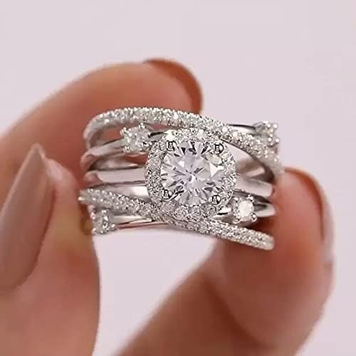 розови златни прстени за жени со големина 8 прстен од не'рѓосувачки челик шарен дијамантски ланец прстен моден накит машки прстени