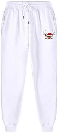 Badhub мажи џогери џемпери со џебови атлетски трчање панталони Божиќ печатени џемпери еластични панталони за половината