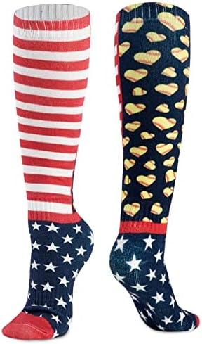 Мекобол чорапи за жени млади за девојчиња - Атлетик над чорапите со високи телеви и колено - Смешни новини за новитети на мекобол