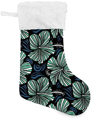 Божиќни чорапи Гроздобер тропски цвеќиња Хибискус остава бела плишана манжетна мерцеризирана кадифена семејна празник персонализиран