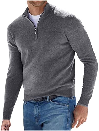 Кошула со долги ракави со мажи, џемпер од волна стојат јака цврста боја блок удобно плетени пукачи блузи