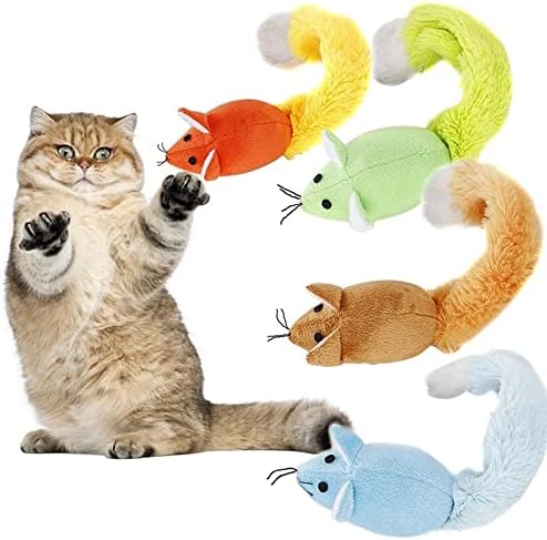 Играчки за мачки на честитки, здрави играчки за џвакање со мачиња за мачки и мачиња, симпатична долга опашка глушец миленичиња мачки обука за играње алатка интерак?