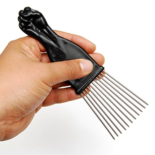 Luxxii 7 Црна тупаница метал афро пик лифт коса чешел за виткање перика плетенка коса стил чешел
