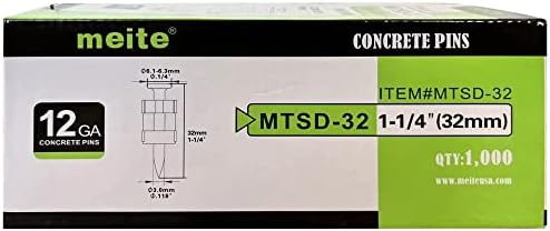 Meite MTSD-32 12 мерач 1-1/4 инчи x .118 инчи механички галванизирана мазна обликувана пластика собрани бетонски и челични нокти за