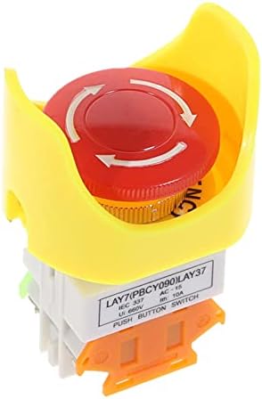 Црвена капаче од печурки Tpuoti 1NO 1NC DPST AC 660V10A Прекинувач за копче за итни случаи за итни случаи