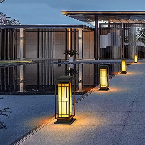 Letrem Dationard Light Solar Solar LED на отворено Пост ламба кинеска подна ламба столб столб за палуба за ограда, светло за отворено трева пејзаж