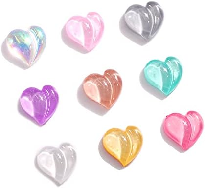 8мм нокти уметност праска срце Ринестон 20 парчиња 3Д рамни смола од смола бои за кристално про transparentирни слатки маникир украси -