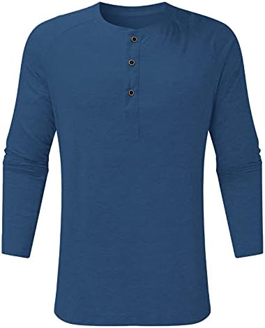 Beibeia Basic Henley Mairs за мажи, летно машко копче со долги ракави предни плочи есен случајни тенок врвови кошули