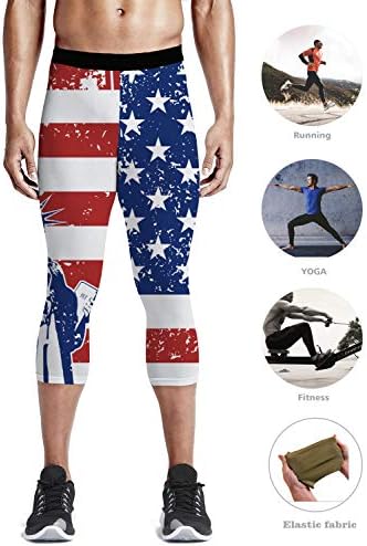 Панталони за обука за тренинг за компресија на кралицата за машка област Американско знаме што трчаат спортски хеланки за трчање