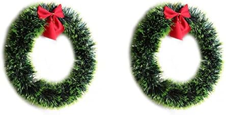 2 парчиња Божиќен зелен венец Декоративна венец со лак (зелена