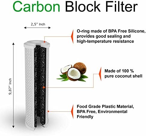 4 Стандард Кокос Школка Блок Јаглерод &засилувач; 4 Четири Слоја На Филтрација Полипропилен Талог 5 Микрон 2.5 х 10 Филтер За Вода Касети
