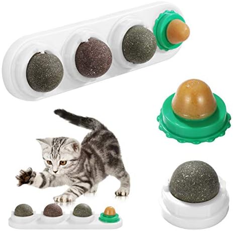 Gooffy Catnip топки за мачки, 5 ротирачки топка со мачки мачки бонбони самолепливи играчки за јадење мачки, мачки за мачки, третираат